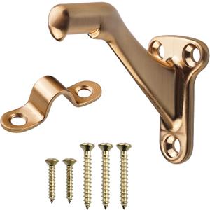 3 Pack Champagne Bronze Handrail Bracket - 3" Heavy Duty Stairway Support Hardware - Easy Installation for Home or Office Staircase