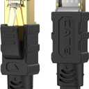 Senetem Cat 8 Ethernet Cable 30FT, High Speed 40Gbps 2000Mhz Flat Internet Network Patch Cord, RJ45 Shielded Outdoor&Indoor LAN Cable, Compatible for Gaming, PC, PS5/4/3, Xbox, Modem, Router (Black)