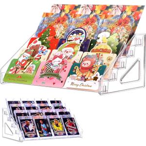 5 Tier 12" Acrylic Card Display Stand for Trading Cards, Sports Cards,Stickers, Baseball Cards, PSA Cards,Graded Cards  Sticker Display Stand for Vendors, Acrylic card Display (5 Tier)