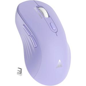 SOLAKAKA SM66 Purple Silent Dual Mode Bluetooth Wireless Mouse for Laptop, Adjustable 4800 DPI, Rechargeable Computer Mouse Wireless