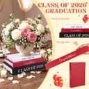 Threehoney 3 Pcs Graduation Table Centerpieces Class of 2026, Graduation Book Centerpiece Congratulate Grad Decoration Decorative Book Storage Box Table Home Party Decor(Black, White, and Red)
