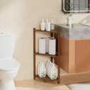 Wisuce Corner Shelf, 100% Real Bamboo Shower Corner Shelves Free Standing Shelf Storage Organizer for Bathroom Living Room Kitchen (Brown, 3 Tier)