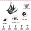 Lash Extension Kit Natural Volume Lash Clusters.8-16mm Waterproof Eyelash Extension Kit with Lash Bond and Seal, Remover, Tweezers and Eyelash Comb for a Natural Look(0.07D,144pcs, D Curl)