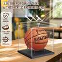 KKU Basketball Display Case, Acrylic Clear Full Size Basketball Case with Solid Wood Base,UV Protected Basketball Display Stand for Autographed Standard NBA WNBA Ball Memorabilia Keepsake, Black (Black Basketball Case)