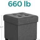 SONGMICS Storage Ottoman, Small Ottoman Foot Rest with Legs, 15 x 15 x 15.7 Inches Foot Stool, Load up to 660 lb, for Living Room, Bedroom, Dorm, Dark Gray ULSF14GYZ