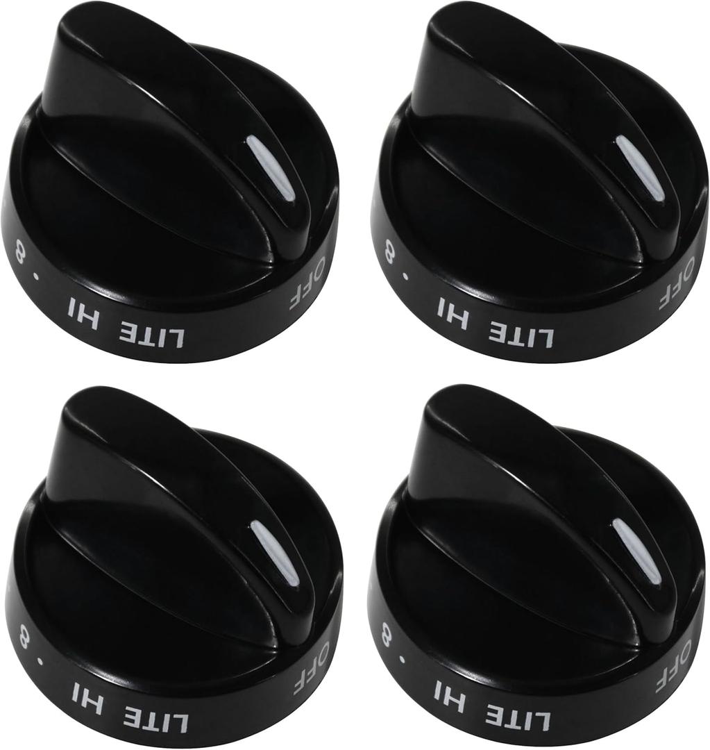 316442513 Stove Knob Black Gas Oven Range Control Assembly Compatible with Frigidaire, Kenmore, Sears Burner (4PACK)