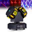 LED Moving Head Dj Lights 8 LEDs DJ Lighting RGB Beam Rotating Stage Lights Strobe & Star Effect with Sound Activated DMX 512 for Party Concert Festival Show
