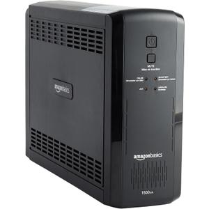 Amazon Basics UPS Battery Backup & Surge Protector, 1500VA/900W, 10 Outlets, Line Interactive Uninterruptible Power Supply with Sinewave Technology, Black