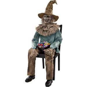 Spirit Halloween 4.5 Ft Scary Sitting Scarecrow Animatronic | Decorations | Animated | Pop-up Motion | Scarecrow Prop