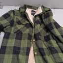 Men's Sherpa Lined Cotton Flannel Shirt Jacket Plaid Button Up Jacket Coat for Men with Pocket (Medium, Army Green)