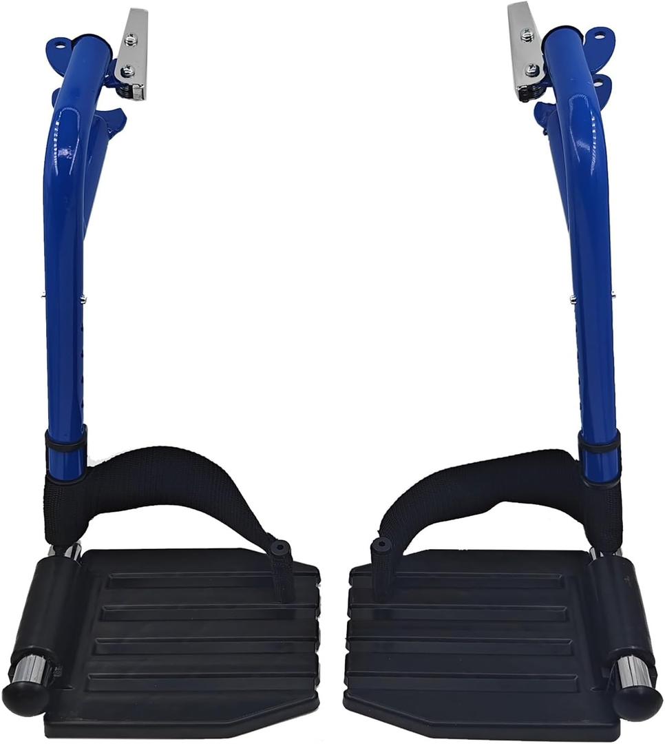 Wheelchair Footrest, Wheelchair Replacement Part with Heel Ring for Standard Wheelchairs (Blue)