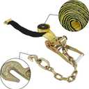 Classic Yellow Lasso Style Car Tie Down with Chain Anchors 2 Inch x 96 Inch 4 PCS 3,300 lbs Safe Working Load