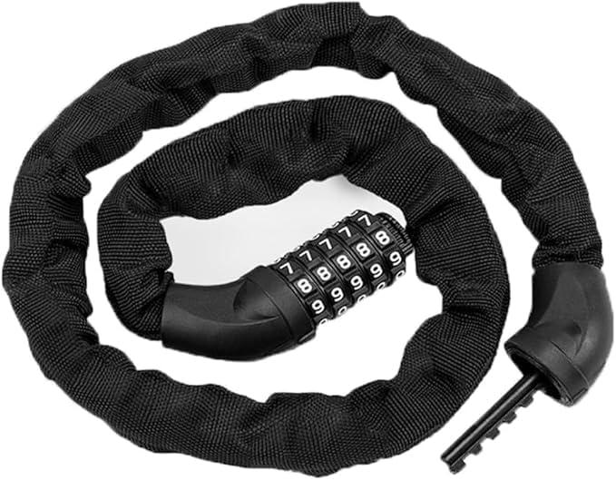 Heavy Duty Bike Chain Lock  5 Digit Combination Anti-Theft Bicycle Lock, 4.7 Feet,Hardened Steel Square Links,High Security Keyless Bike Lock Combination for E-Bike, Motorcycle, Scooter, Gate