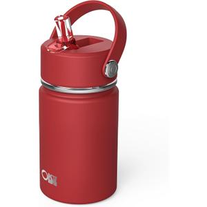 OISIZ Kids Water Bottle with Straw Lid 10oz, Vacuum Insulated 316 Stainless Steel Water Bottles for Kids for School, Leakproof Water Bottle, BPA Free and Keep Cold for 24 Hours (Red)