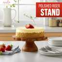 Mela Artisans Wooden Cake Stand 12 Inch | Medium Polish Mango Wood Pedestal Riser | Footed Cupcake & Dessert Stand | Multipurpose Cake Display for Home Decor | Dining Table | Pastries