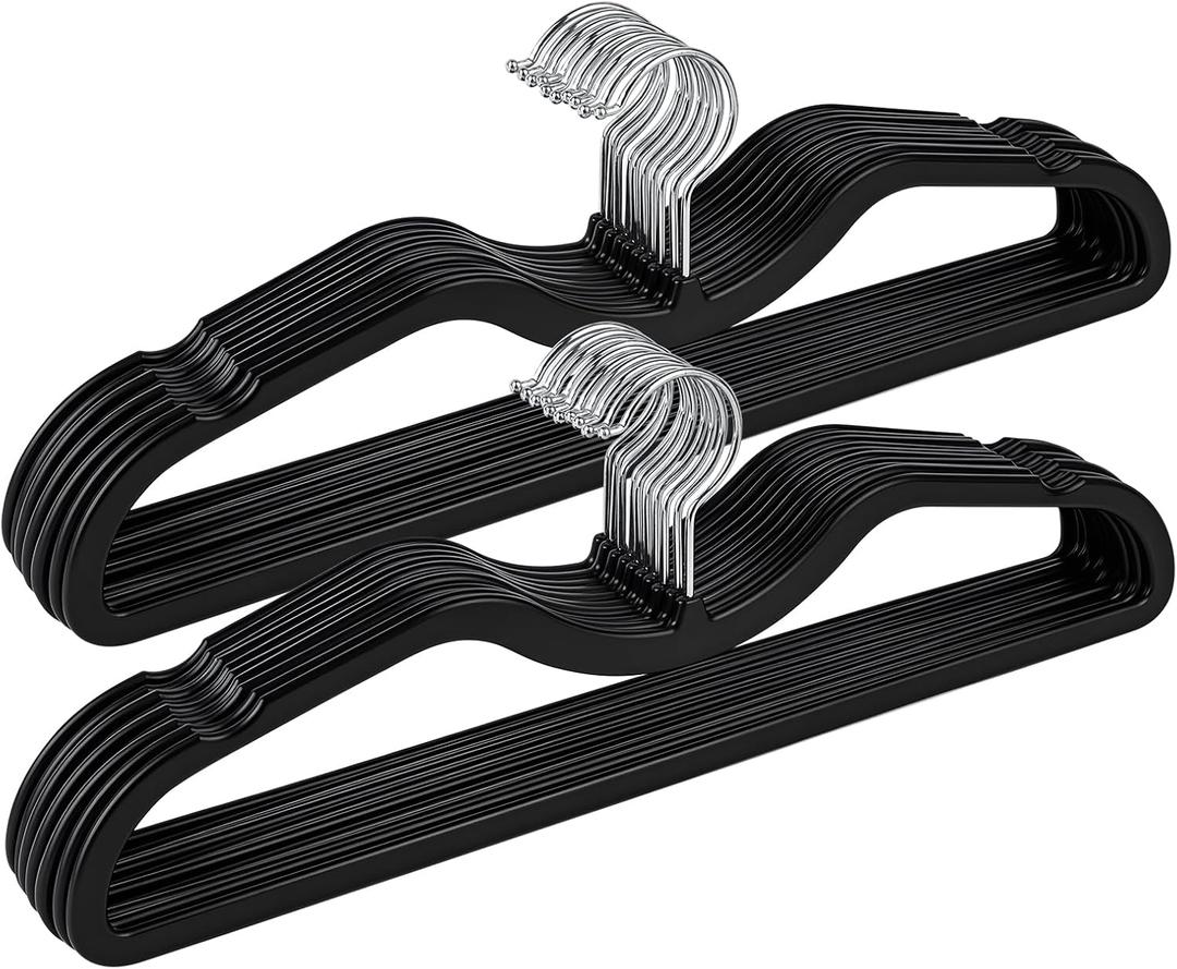 Plastic Hangers 20 Pack Ultra-Thin Space-Saving ABS 360 Swivel Hook Ideal for Closet Organization Fits Coats Shirts Dresses & More (20, Black), medium size