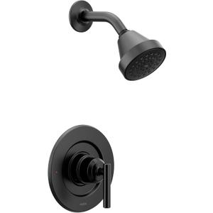 Moen Gibson Matte Black Eco-Performance Modern Shower Trim Featuring Bathroom Showerhead and Lever Handle, Posi-Temp Valve Required, T2902EPBL