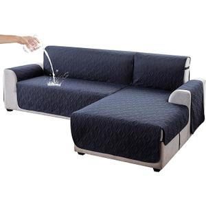 Genina Sectional Couch Covers for Dogs L Shaped Sofa Covers Chaise Lounge Cover Reversible Sofa Cover Sectional Furniture Protector for Pets, Kids (Navy Blue, Large)