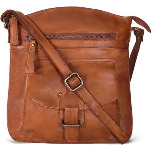 Oak Leathers Leather Crossbody Bag For Women With Adjustable Sling Strap - Medium Size Crossover Shoulder Handbag Purse (Tan Wash)