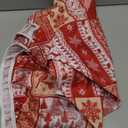 Elastic Round Tablecloth - Fit for 36-44 Tables, Christmas Round Fitted Table Cloth with Elastic Edge, Water Resistant Washable Table Covers for Dining Room, Party & Kitchen Decor (Red-xmas Elements)