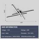 43" Black Modern LED Ceiling Light with Remote, Dimmable 64W 4 Lights