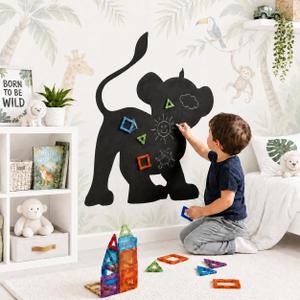 Cartoon-Style Magnetic Wall Chalk Board for Kids - Peel & Stick Magnetic Board for Drawing, Writing & Learning - Chalkboard Wall Sticker for Playrooms, Bedrooms, Classrooms & Homeschool - Lion