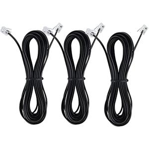 Telephone landline Extension Cord Cable Cord with Standard RJ-11 6P4C Plug (10Ft-3Pack, Black)