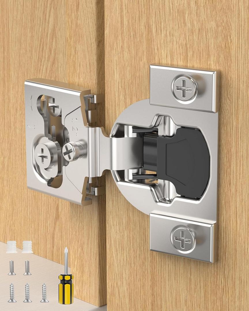 Onemake 30 Pack 1/2" Overlay Face Frame Soft Close Cabinet Hinges, 105 Concealed Hinge, Smooth Slow Self Closing, 3D Adjustable, Hidden Hardware Replacement for Kitchen, Wardrobe, Cupboard Door