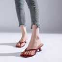 Goderci Kitten Flip Flop Thong Low Heels for Women Square Open Toe Slip On Heeled Sandals (Red,8.5)