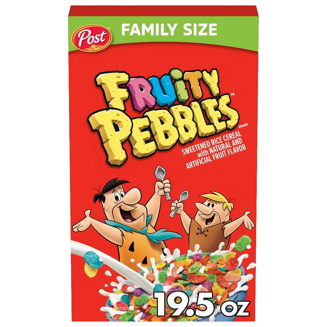 Fruity PEBBLES Cereal, Gluten Free for Kids, 19.5 OZ Family Size Box (EXP 05/11/26)
