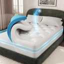 OhGeni Cooling 4 inch Dual Layer King Mattress Topper, 2 inch Cooling Gel Memory Foam, 2 inch Down Alternative Pillow Top Pad, Mattresses Cover for Bed, Medium Support, Fits 6-19 Deep Pocket (White)