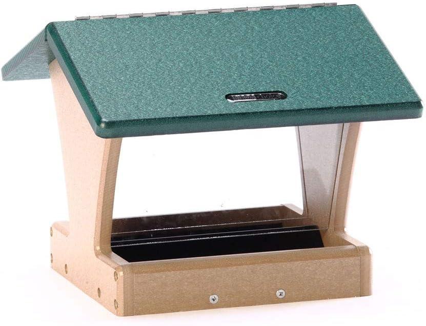 Birds Choice SN200 Two-Sided Hopper Feeder, Recycled Bird Feeder, Medium, Taupe/Green