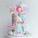 Mermaid Cake Toppers with Shell Starfish Fishtail Balls for Mermaid Birthday Supplies (Style1)