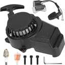 FVRITO Alloy Easy Pull Recoil Start Starter Ignition Coil for 2 Stroke Engine 47cc 49cc 50cc SYX Taotao Coolster SSR MotoTec Chinese Mini ATV Quad 4 Wheeler Go kart Pit Dirt Pocket Bike Motor Black