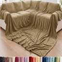 Fleece Blanket Giant Size 120" x 180" - Ultra-Soft Flannel Throw - Camel