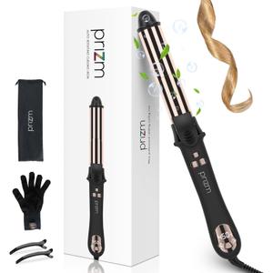 Rotating Curling Iron 1.25inch, Prizm Professional 32mm Automatic Self Spinning Curling Wand, Negative Ionic, 11 Temp Max 450F, Travel Dual Voltage