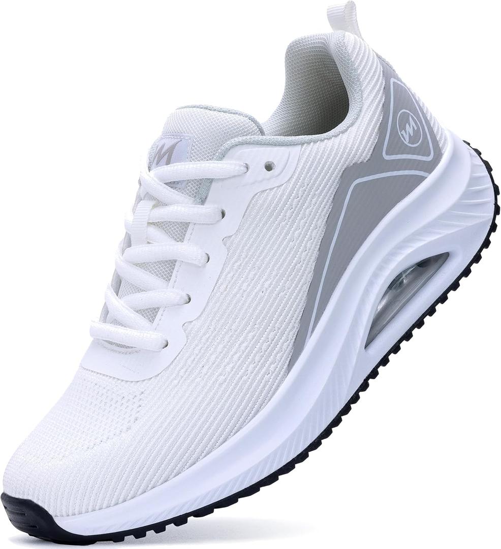RomenSi Womens Arch Support Walking Shoes Orthotic Fashion Sneakers Tennis Shoes for Plantar Fasciitis Pain Relief WhiteGrey US 6.5