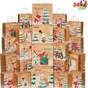 JOYIN 24 PCS Christmas Kraft Gift Bags with Assorted Sizes, Present Bags for Wrapping Xmas Holiday Party Favors, Thanksgiving Gift Decoration, School Classrooms (Classic) Not Include Tissue Paper