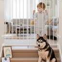 Babelio Baby Gate for Stairs & Doorways, 26-43" W 34" H Extra Tall| No Bottom Bar| Easy Installation| One-handed Operation| Auto-close| Hardware Mount (Drill Needed) Safety Dog/Pet Gate Indoor (White)
