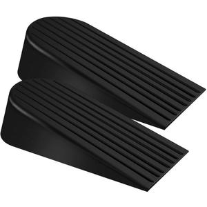 Big Door Stopper 2 Packs, Heavy Duty Wedge Rubber Door Stop Works on All Floor Surfaces, Non-Scratching Doorstops Special for Home Office School Heavy Door (Black, H1.9 x L6.3 x W2.7 Inches)