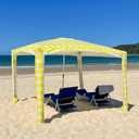 CoolCabana Beach Shade Tent - Easy Setup, UPF 50+ Protection, Large & Medium Sizes, Compact & Wind Resistant - Beach Cabana for The Whole Family - Yellow Gingham, Medium