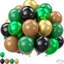3 x Green and Brown Balloons, 12Inch Dark Green Black Balloons for Camouflage Jungle Theme Birthday Baby Shower Army Party Decorations
