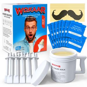 Max Value Nose Wax Kit | 120g Wax, 30 Applicators | Painless Nasal & Ear Hair Removal for Men & Women | Includes 15 Balm Wipes & 10 Mustache Guards | Lasts up to 6 Weeks