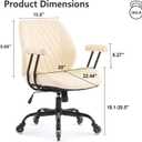 YFO Home Office Desk Chair Office Rubber Casters Ergonomic Computer Chair with Lumbar Support Adjustable Height Rolling Swivel Executive Task Armrests Chair， Cream Leather
