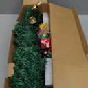 2 Pack Solar Mini Christmas Tree Decorations Lights, 30 Inch 8 Flashing Modes Waterproof Xmas Decor, 60 LED Lights with Ornaments 6 Lighted Gift Boxes for Porch Pathway Yard Garden (Warm White)