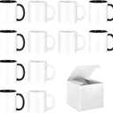 TANGLONG Sublimation Mugs 11 oz Set of 12 Bulk Coffee Mugs with Box Sublimation Cups Tazas Para Sublimar Coffee Cups 6 White and 6 Black