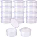 BENECREAT 12 Pack Round Clear Plastic Bead Storage Containers Box Case with Flip-Up Lids for Items, Pills, Herbs, Tiny Bead, Jewerlry Findings, and Other Small Items - 2x1 Inches