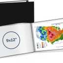 Dunwell Landscape 9x12 Presentation Book, (Black, Horizontal), 24-Pocket Binder with Plastic Sleeves, Displays 48 Pages 9 x 12 or A4 Certificates, Keepsakes, Kids Art, Acid-Free Poly Portfolio Binder