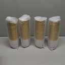 FOCUSLINE 10 oz Gold Plastic Cups, Disposable Clear Fancy Hard Plastic Cups, Gold Rimmed, Heavy Duty, Reusable,100 Count