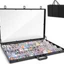 Card Show Display Case with Carry Bag–34"x22" Card Vendor Display case Large Aluminum Locking Tabletop Showcase for Trading, Sports Cards, for TCG Cards & Collectibles Exhibitions, Black
